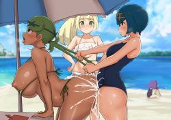  1futa 3girls acerola_(pokemon) alternate_breast_size ass ass_press beach beach_umbrella bent_over bikini blonde_hair blue_eyes blue_hair blue_one-piece_swimsuit blurry blush breasts clothed_sex cloud cowboy_shot cum cum_inflation cum_overflow dark-skinned_female dark_skin depth_of_field excessive_cum from_side futa_with_female futanari gen_4_pokemon gen_7_pokemon gold_hairband grabbing_another&#039;s_hair grabbing_another&#039;s_twintails green_eyes green_hair hair_ornament hairband hands_on_own_hips heavy_breathing huge_breasts implied_futanari inflation lactation lana_(pokemon) lillie_(pokemon) long_hair mallow_(pokemon) medium_breasts milk multiple_girls nintendo nipple_slip nipples nose_blush ocean one-piece_swimsuit open_mouth orgasm outdoors pokemon pokemon_(anime) pokemon_(creature) pokemon_sm_(anime) public_indecency purple_hair rolling_eyes rotom rotom_phone sandygast school_swimsuit sex sex_from_behind short_hair side-tie_bikini_bottom sky small_breasts standing standing_sex swept_bangs swimsuit tongue tongue_out twintails umbrella yamaori  rating:Explicit score:545 user:Futa_Asakura