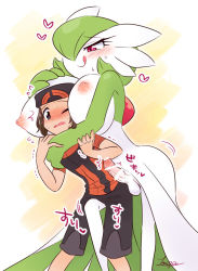 1boy 1futa bano_akira between_breasts blouse blush breasts brendan_(pokemon) censored commentary_request erection futa_on_male futa_with_male futanari gardevoir gen_3_pokemon grabbing_from_behind groping head_between_breasts heart interspecies large_breasts licking_lips nintendo nipples nose_blush one_eye_closed orange_shirt penis pokemon pokemon_(creature) pokemon_oras pokephilia red_eyes shirt slim_legs smile testicles tongue tongue_out rating:Explicit score:190 user:danbooru