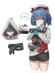  ... 2girls animal_ears beret black_shorts blue_gloves blue_hair cocking_gun colphne_(girls&#039;_frontline_2) commentary_request corrupted_twitter_file cropped_legs girls&#039;_frontline girls&#039;_frontline_2:_exilium gloves gun hair_ribbon handgun hat highres holding holding_gun holding_sword holding_weapon hood hood_up krolik_(girls&#039;_frontline_2) long_sleeves looking_at_viewer mechanical_ears medium_hair microphone multiple_girls multiple_views neibaru official_alternate_costume rabbit_ears red_eyes red_ribbon ribbon serious shorts simple_background spoken_ellipsis sweatdrop sword taurus_curve twintails weapon white_background white_hat x_mouth 