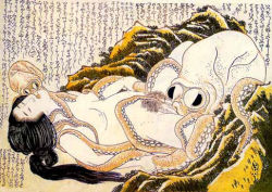 1girl black_hair breasts closed_eyes cunnilingus eyebrows female_pubic_hair fine_art_parody hokusai japan kiss long_hair lowres monster monster_sex nihonga nipple_stimulation nipple_tweak nipples nude octopus oral outdoors parody pubic_hair rape shunga small_breasts tentacle_sex tentacles text_focus the_dream_of_the_fisherman&#039;s_wife traditional_media translated ukiyo-e uncensored rating:Explicit score:44 user:g3rain1