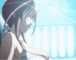  1girl animated animated_gif bare_shoulders blush bra breast_expansion breasts bursting_breasts cleavage closed_eyes female_focus hoods_entertainment huge_breasts large_breasts medium_hair oribe_mafuyu red_hair seikon_no_qwaser skindentation solo third-party_edit undersized_clothes underwear uno_makoto  rating:Sensitive score:51 user:catonfire26