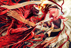  1boy 1girl angry battle blood breasts carnage_(marvel) clash claws crossover death_battle elfen_lied fahad-naeem fighting grin horns klyntar lucy_(elfen_lied) marvel mask open_mouth pink_eyes pink_hair red_eyes sharp_teeth short_hair smile spider-man_(series) symbiote teeth tentacles vectors  rating:Sensitive score:23 user:danbooru