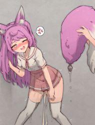 1girl against_wall anal_tail anger_vein animal_ear_fluff animal_ears annoyed blush breasts butt_plug disembodied_hand embarrassed fake_animal_ears fake_tail female_focus fox_ears fox_tail frilled_shirt frills grey_background grey_thighhighs half-closed_eye hand_up highres holding_tail leaning_forward long_hair miniskirt neck_ribbon nose_blush one_eye_closed open_mouth orange_eyes original pee peeing peeing_self pink_hair pink_ribbon pink_skirt pleated_skirt ribbon rita_(rune_(dualhart)) rune_(dualhart) school_uniform sex_toy shirt shirt_tucked_in short_sleeves sidelocks simple_background skindentation skirt small_breasts solo_focus speech_bubble spoken_anger_vein standing sweat tail tail_removed tears thighhighs trembling two_side_up wet wet_clothes white_shirt wince zettai_ryouiki rating:Questionable score:447 user:AngryZapdos