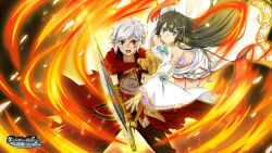  1girl absurdres black_hair blue_eyes closed_mouth danmachi_memoria dark_skin dot_nose dress dungeon_ni_deai_wo_motomeru_no_wa_machigatteiru_darou_ka eyebrows eyelashes game_cg hair_between_eyes highres long_hair official_art thighs white_dress  rating:Sensitive score:7 user:cci