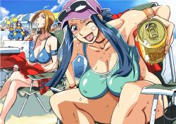 10s 2010 4girls ;d ^^^ ^_^ alcohol aqua_bikini armband armpits baseball_cap beach beach_towel beach_umbrella beer bikini binoculars black_hair blue_bikini blue_eyes blue_hair blush bottle bracelet breasts can chair character_request cheerleader choker cirima cleavage closed_eyes cloud cooler covered_erect_nipples crossed_arms curvy dated day closed_eyes eyewear_on_head hand_on_own_hip harukaze_keisuke hat holding huge_breasts impossible_clothes impossible_swimsuit jewelry large_breasts leaning_forward crossed_legs light_brown_hair long_hair looking_at_viewer majo_rin majo_tourbillon mature_female multiple_girls necklace ojamajo_doremi one_eye_closed open_mouth orange_hair orihime_(ojamajo_doremi) outdoors pendant pom_pom_(cheerleading) sagging_breasts senou_kouji short_hair sitting sky smile sports_bikini standing sunglasses sweat swimsuit thick_thighs thighs tongue towel umbrella very_long_hair volvox water_bottle wide_hips wink rating:Sensitive score:126 user:danbooru