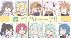  6+girls :d @_@ ^_^ ahoge aizawa_kazuha ametalk! aqua_eyes aqua_hair arm_up assault_lily asymmetrical_hair belt_collar black_capelet black_collar black_flower black_hair black_hairband black_ribbon black_shirt blonde_hair blood blood_from_mouth blue_background blue_eyes blue_sailor_collar blunt_bangs blush border bow bow_hairband bowtie braid braided_bun braided_hair_rings breasts brown_hair brown_jacket brown_serafuku brown_sweater capelet card character_doll chibi cleavage clenched_hand clenched_hands closed_eyes closed_mouth collar commentary_request covered_eyes cropped_jacket cup detached_sleeves doll double_bun drink drinking_glass elbow_gloves flower funada_kiito funada_ui futagawa_fumi ghost gloves green_background green_eyes green_ribbon grey_hair hair_between_eyes hair_bow hair_bun hair_ornament hair_over_eyes hair_ribbon hair_rings hairband hairclip half_updo hand_up hands_up herensuge_girls_academy_school_uniform heterochromia high_ponytail highres holding holding_card holding_cup holding_doll holding_microphone holding_photo hood hood_down ibuki_riku ice ice_cube imai_seira interlocked_fingers jacket kamigoori_marimo kanba_girls_high_school_uniform kozue_west long_hair long_sleeves looking_at_another looking_at_object looking_to_the_side low_ponytail medium_breasts medium_hair microphone miwada_rito multiple_girls nagasawa_yuki_(assault_lily) neck_ribbon nose_blush odaiba_girls_high_school_uniform open_mouth outside_border outstretched_arm own_hands_clasped own_hands_together partially_fingerless_gloves photo_(object) pink_background pink_eyes pointing pointing_at_object ponytail puff_of_air purple_eyes purple_flower purple_ribbon red_bow red_bowtie red_flower red_gloves red_hair red_ribbon ribbon ribbon-trimmed_capelet ribbon_trim saigou_kurena sailor_collar school_uniform serafuku shirt short_hair single_braid sleeveless sleeveless_shirt smile suspenders sweatdrop sweater toki_kureha translation_request triangle_mouth tsujimoto_yuunagi twintails ueda_imari upper_body v-shaped_eyebrows white_border white_bow white_gloves white_jacket white_shirt yamaguchi_chihiro_(assault_lily) yellow_background yellow_eyes yurigaoka_girls_academy_school_uniform 