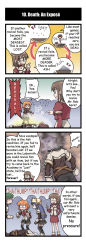 2boys 3girls 4koma ahoge alternate_language arrow_(symbol) artist_request belt blue_hair choker comic crowd english_text closed_eyes flying_sweatdrops full_body gameplay_mechanics ghost glasses gloves green_hair hand_on_own_hip hard-translated highres human_(totomono) index_finger_raised jewelry ken_to_mahou_to_gakuen_mono khulaz long_hair magic multiple_boys multiple_girls necklace official_art opaque_glasses orange_eyes orange_hair pleated_skirt pointing school_uniform skirt speech_bubble standing sweatdrop talking thighhighs third-party_edit translated twintails zettai_ryouiki rating:Sensitive score:0 user:danbooru