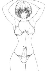 1futa ayanami_rei bikini breasts cameltoe dusty_heaven erection futanari greyscale monochrome neon_genesis_evangelion no_testicles penis small_breasts solo swimsuit uncensored rating:Explicit score:80 user:danbooru