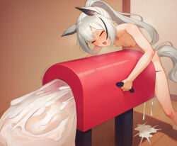  1futa animal_ears arknights black_hair breasts breeding_mount closed_eyes completely_nude cum cum_overflow cum_pool ejaculation excessive_cum futanari futanari_masturbation grani_(arknights) grey_hair highres horse_ears horse_girl horse_tail long_hair masturbation multicolored_hair nipples nude open_mouth ponytail small_breasts solo standing streaked_hair tail tongue tongue_out zoryc  rating:Explicit score:63 user:danbooru