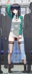 1girl adapted_costume arm_up black_hair black_neckwear black_panties blue_eyes blunt_bangs blush boots breasts cleavage cleavage_cutout clothing_cutout covered_erect_nipples dildo dress dress_tug exhibitionism faceless faceless_male fishnets full_body hair_ornament hair_ribbon handlebar highres kamegawara_nikuo lace lace-trimmed_legwear lace_trim large_breasts long_hair long_sleeves looking_at_viewer mahouka_koukou_no_rettousei multiple_boys necktie panties public_indecency public_vibrator pussy_juice pussy_juice_drip pussy_juice_puddle ribbon school_uniform see-through_clothes sex_toy shiba_miyuki side_slit skin_tight snowflake_hair_ornament snowflake_print solo_focus standing sweat thighhighs train train_interior underwear vibrator vibrator_under_clothes vibrator_under_panties rating:Explicit score:525 user:burner_account_2