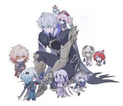  3boys 5girls aglaea_(honkai:_star_rail) anaxa_(honkai:_star_rail) ancient_greek_clothes animal_ear_fluff animal_ears antenna_hair aqua_eyes aqua_hair armor asymmetrical_footwear back bare_back belt black_belt black_bodysuit black_cape black_gloves black_hairband black_jacket black_pants black_shirt black_shoes black_tiara blonde_hair blue_bow blue_bowtie blue_eyes blue_hair blue_shoes body_markings bodysuit boots bow bowtie bracelet braid butterfly_hair_ornament butterfly_ornament cape castorice_(honkai:_star_rail) cat_ears cat_girl cat_tail chrysos_heirs_(honkai:_star_rail) cipher_(honkai:_star_rail) closed_mouth commentary crossed_arms crown dress elbow_gloves english_commentary flame_reaver_of_the_deepest_dark flying full_body gauntlets gladiator_sandals gloves gold_boots gold_bracelet gold_necklace gold_sandals gradient_hair greco-roman_clothes grey_hair hair_bow hair_ornament hairband half-closed_eyes hat hat_ornament high_heel_boots high_heels highres holding honkai:_star_rail honkai_(series) hood hooded_bodysuit hooded_cape horse horse_ears horse_tail hyacine_(honkai:_star_rail) jacket jewelry laurel_crown little_ica_(honkai:_star_rail) long_hair long_sleeves looking_at_another low_twintails lumbbyz medium_hair mini_person miniboy minigirl mismatched_footwear multicolored_eyes multicolored_hair multiple_boys multiple_girls mydei_(honkai:_star_rail) necklace one_side_up orange_eyes pants pantyhose pegasus pegasus_wings phainon_(honkai:_star_rail) pink_hair pom_pom_(clothes) pom_pom_hair_ornament puffy_long_sleeves puffy_sleeves purple_bow purple_dress purple_eyes purple_gloves purple_hair red_cape red_dress red_eyes red_hair red_hat sandals sharp_teeth shirt shoes short_hair shoulder_armor simple_background single_bare_shoulder single_braid sitting sleeveless sleeveless_dress standing streaked_hair sun_ornament sun_symbol tail teeth thighhighs tiara tribbie_(honkai:_star_rail) twintails two-tone_dress very_long_hair white_background white_bow white_hair white_pantyhose white_thighhighs yellow_eyes 