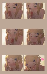 1boy 1girl blonde_hair fellatio green_eyes hair_ornament hairclip hand_on_another&#039;s_penis heart hetero highres multiple_views nintendo oral parted_bangs penis pointy_ears pomelomelon princess_zelda short_hair smile the_legend_of_zelda the_legend_of_zelda:_tears_of_the_kingdom uncensored rating:Explicit score:182 user:danbooru