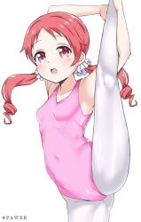  1girl armpits arms_up ass athletic_leotard bad_id bad_pixiv_id ballerina breasts flexible gochuumon_wa_usagi_desu_ka? highleg highleg_leotard highres kneepits leg_hold leg_lift leg_up legs leotard long_hair low_twintails natsu_megumi open_mouth pantyhose pink_leotard red_eyes red_hair rizkeith simple_background small_breasts smile solo split standing standing_on_one_leg standing_split thighs twintails white_background white_pantyhose  rating:Sensitive score:49 user:danbooru