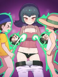  &gt;_&lt; 1girl 2boys absurdres age_difference backwards_hat baseball_cap black_hair black_panties blush bottomless bug_catcher_(pokemon) camisole chiwino clothes_pull cum d: ejaculation femdom hat hetero highres medium_hair multiple_boys nintendo onee-shota open_mouth panties pants pants_pull peachytanooki penis pokemon pokemon_hgss red_camisole red_hair sabrina_(pokemon) second-party_source shirt shota smile straw_hat tears telekinesis telekinetic_stimulation uncensored uncommon_stimulation underwear variant_set white_pants white_shirt yellow_shirt youngster_(pokemon) 