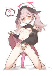  1girl ? @_@ absurdres beret black_hat black_shirt black_wings blue_archive blush breasts breath clothes_lift dildo dildo_riding feathered_wings female_masturbation from_behind full_body halo hat head_wings highres kneeling koharu_(blue_archive) lifting_own_clothes loli long_hair long_sleeves masturbation miniskirt navel nipples no_bra no_panties no_shoes nose_blush parted_lips partially_undressed pink_eyes pink_hair pink_halo pink_skirt pleated_skirt pussy pussy_juice pussy_juice_trail sailor_collar sailor_shirt school_uniform serafuku sex_toy shirt shirt_lift simple_background skirt skirt_lift sleeves_past_wrists small_breasts socks solo spoken_question_mark spread_legs spread_pussy spreading_own_pussy steaming_body twintails uncensored white_background white_sailor_collar white_socks wings yeeee_chen  rating:Explicit score:188 user:danbooru