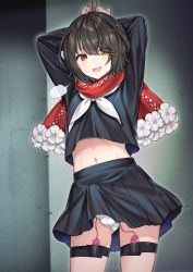  +++_(artist) 1boy arms_behind_head arms_up black_hair black_shirt black_skirt blouse brown_eyes bulge commission crossdressing crossdressing_(mtf) egg_vibrator erection erection_under_clothes hair_ornament hairpin highres long_sleeves male_focus mashiro_meme medium_hair navel nijisanji panties pantyshot pleated_skirt restrained scarf school_uniform serafuku sex_toy shirt short_hair shota skeb_commission skirt solo standing trap underwear vibrator vibrator_under_clothes virtual_youtuber white_panties  rating:Explicit score:140 user:FabricioDias