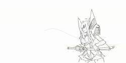 1girl animated breasts female_focus junketsu kill_la_kill kiryuuin_satsuki large_breasts long_hair monochrome navel osa_(osavocaloid) solo sword tagme thighs video weapon wide_hips