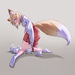 1girl absurdres animal_ears blonde_hair blush feet fox_ears fox_girl fox_tail highres japanese_clothes looking_back peeing peeing_in_cup rune_(dualhart) senko_(sewayaki_kitsune_no_senko-san) sewayaki_kitsune_no_senko-san solo tail yellow_eyes rating:Questionable score:227 user:akarin_akari