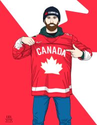  1boy black_cap blue_pants canada facial_hair ice_hockey pants  rating:General score:0 user:nao10