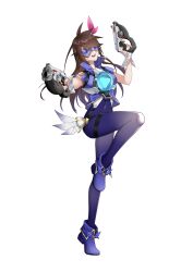  absurdres chest_harness cosplay goggles hair_ornament hairclip harness highres hololive leg_ribbon nyacifer overwatch ribbon thigh_ribbon tokino_sora tracer_(overwatch) tracer_(overwatch)_(cosplay) virtual_youtuber 