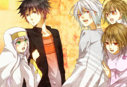 2boys 3girls accelerator_(toaru_majutsu_no_index) accelerator_family ahoge albino bad_id bad_pixiv_id bberry black_hair brown_eyes brown_hair child choker green_eyes index_(toaru_majutsu_no_index) kamijou_touma last_order_(toaru_majutsu_no_index) misaka_worst multiple_boys multiple_girls red_eyes school_uniform shirt siblings sisters spiked_hair striped_clothes striped_shirt toaru_majutsu_no_index ao_dai white_hair rating:General score:4 user:danbooru
