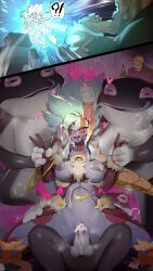  !? 1girl 4boys absurdres ahegao animal bestiality breasts censored centerfrog colored_skin commission cum cum_in_pussy cum_on_body cum_on_breasts cum_on_upper_body dark_king_of_the_abyss double_v duel_monster frog gameplay_mechanics gangbang gloves group_sex hand_grab heart hetero highres instant_loss large_breasts long_hair lunalight_leo_dancer mind_control mosaic_censoring multiple_boys navel nipples o_o orange_eyes oversized_animal penis pixiv_commission purple_skin red_eyes ro_g_(oowack) sex skeleton surrounded_by_penises sweat tears teeth testicles thighs third_eye thumbs_up tongue tongue_out torogao v vaginal white_hair yu-gi-oh!  rating:Explicit score:102 user:danbooru