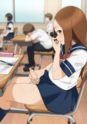  10s 1futa blue_skirt blue_socks blurry blurry_background blush brown_eyes brown_hair chair classroom clothes_lift decensored desk erection feet_out_of_frame flaccid foreskin from_side futa_without_pussy futanari futanari_masturbation highres indoors karakai_jouzu_no_takagi-san kneehighs loli long_hair looking_at_viewer masturbation naughty_face neckerchief pen pencil_case penis phimosis pleated pleated_skirt precum public_indecency public_masturbation red_neckerchief sailor_collar school_uniform serafuku shirt short_sleeves sitting skirt skirt_lift small_penis smile socks solo_focus stealth_masturbation takagi-san testicles thighhighs third-party_edit uncensored wachiwo white_shirt wooden_floor  rating:Explicit score:215 user:Aaron86
