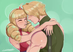  adelheid_bernstein blonde_hair charlyarts crown food food_in_mouth pocky pocky_in_mouth pocky_kiss red_crown rose_bernstein shared_food snk the_king_of_fighters the_king_of_fighters_2003 the_king_of_fighters_xi 