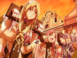 3girls bdsm blonde_hair bondage bound breasts censored clenched_teeth cum cum_in_pussy cum_on_body facial fujii_kazuha game_cg group_sex hanging_breasts iria_(ryouki) loli long_hair meteor_(ryouki) multiple_girls nipples outdoors pillory princess psy-chs public_use rape restrained retishia_(ryouki) ryouki sex sex_from_behind stationary_restraints stocks sunset teeth  rating:Explicit score:227 user:abominable