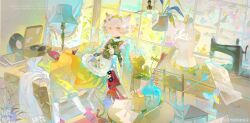  1girl absurdres animal_ears chair dvd_(object) hair_between_eyes highres incredibly_absurdres looking_at_viewer open_mouth original solo tusi22 watermark weibo_watermark white_hair 