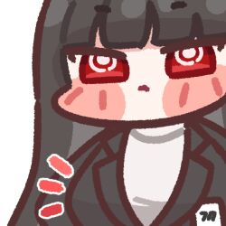  bags_under_eyes black_suit blue_archive blush_stickers bugi_33 character_request chibi chibi_only closed_mouth formal_clothes looking_at_viewer portrait solo suit 