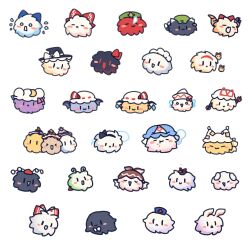  absurdres alice_margatroid animal_ears antennae bat_wings bei_iii bird_wings black_hairband black_headwear black_ribbon black_wings blue_bow blue_headwear blue_ribbon blush_stickers bohemian_archive_in_japanese_red bow brown_headwear cat_ears cat_tail chen cirno closed_eyes closed_mouth crescent crescent_hat_ornament cross crystal earrings embodiment_of_scarlet_devil fairy_wings flandre_scarlet fox_ears fox_tail fujiwara_no_mokou gap_(touhou) green_headwear hairband hakurei_reimu hat hat_bow hat_ornament hat_ribbon highres hitodama hong_meiling horn_ornament horn_ribbon horns houraisan_kaguya ibuki_suika ice ice_wings immaterial_and_missing_power imperishable_night inaba_tewi izayoi_sakuya jewelry kamishirasawa_keine kedama_(touhou) kirisame_marisa konpaku_youmu konpaku_youmu_(ghost) lily_white lunasa_prismriver lyrica_prismriver maid_headdress merlin_prismriver mob_cap multiple_tails mystia_lorelei no_humans nurse_cap oni_horns open_mouth patchouli_knowledge perfect_cherry_blossom pink_headwear pom_pom_(clothes) rabbit_ears red_bow red_cross red_hairband red_headwear red_ribbon reisen_udongein_inaba remilia_scarlet ribbon rumia saigyouji_yuyuko shameimaru_aya shanghai_doll simple_background single_earring smile squeans star_(symbol) star_hat_ornament tail tokin_hat touhou triangular_headpiece two_tails white_background white_bow white_headwear white_wings winged_hat wings witch_hat wriggle_nightbug yagokoro_eirin yakumo_ran yakumo_yukari 