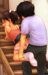 1boy 1girl age_difference ass bent_over black_hair blush close-up clothed_sex clothing_aside cum denim denim_skirt feet flat_chest from_behind hetero highres jeans loli no_shoes panties panties_aside pants panty_pull penis pussy rape rustle sex skirt socks solo_focus tagme uncensored underwear vaginal rating:Explicit score:687 user:hentiman