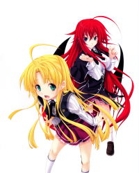 10s 2girls absurdres asia_argento blonde_hair green_eyes high_school_dxd highres long_hair miyama-zero multiple_girls red_hair rias_gremory school_uniform rating:Sensitive score:18 user:spiderfan