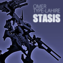  armored_core armored_core:_for_answer blue_background dual_wielding fromsoftware gun highres holding humanoid_robot mecha no_humans robot shoulder_cannon stasis thrusters weapon zizy00220022 