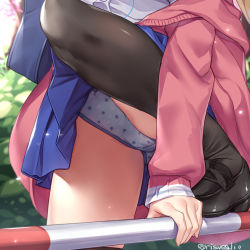 arm_support azur_lane bag black_shoes black_thighhighs blue_panties blue_skirt cameltoe cavalla_(azur_lane) cavalla_(convenience_store_raid!)_(azur_lane) crotch_seam knee_up leg_up loafers long_sleeves lower_body panties pantyshot pink_sweater pleated_skirt print_panties school_bag school_uniform shirt shoes skirt star_(symbol) star_print sweater thighhighs thighs torimaru underwear unworn_sweater white_shirt rating:Questionable score:147 user:danbooru
