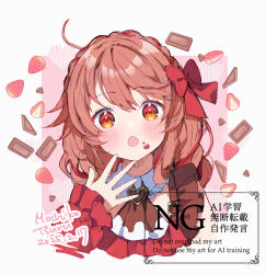  1girl ahoge alternate_costume artist_name bow braid dated fenie_(granblue_fantasy) granblue_fantasy hair_bow highres looking_at_viewer mochiko_tsuru red_eyes red_hair sleeves_past_wrists solo watermark 