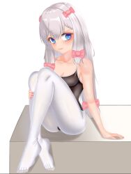  1girl ballerina black_leotard blue_eyes eclipse_(pixiv_id:69714660) eromanga_sensei izumi_sagiri leotard pantyhose white_pantyhose  rating:Sensitive score:1 user:nao10