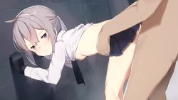 1boy 1girl 3d against_wall animated bouncing_breasts breasts closed_eyes clothed_female_nude_male cum cumdrip doggystyle dripping flat_chest from_side girls&#039;_frontline gloves grey_hair hetero highres huge_filesize leaning_forward liely loli long_hair long_sleeves looking_back m200_(girls&#039;_frontline) nipples no_panties nude penis petite pleated_skirt ponytail sex sex_from_behind shirt skirt small_breasts solo_focus sound sound_effects squish_sounds standing tagme tears thighs torso_grab uncensored video white_hair white_shirt rating:Explicit score:2261 user:UploadLielymikazukipls