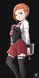 1girl ben_10 bible_black black_background black_socks breasts earrings feet_out_of_frame female_focus green_eyes gwen_tennyson highres jewelry looking_at_viewer miniskirt necktie orange_hair pleated_skirt red_necktie red_skirt school_uniform shirt short_hair simple_background skirt small_breasts smile socks solo standing teng_zhai_zi thighhighs white_shirt zettai_ryouiki rating:General score:111 user:scpcontainmentbreach