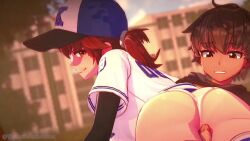  1boy 1girl 3d age_difference animated anna_(anna_anon) anna_anon ass assertive_female audible_speech baseball baseball_cap baseball_mit baseball_uniform blush breasts brown_hair cum ejaculation femdom grabbing_another&#039;s_breast groping groping_breast hat hetero highres large_breasts onee-shota original outdoors panties penis petitsweettreat ponytail shota size_difference smirk sound sportswear thigh_sex thighhighs underwear video white_panties white_thighhighs 