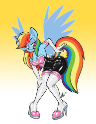 bodysuit boots cosplay costume_switch elbow_gloves gloves latex latex_bodysuit latex_gloves latex_legwear my_little_pony my_little_pony:_friendship_is_magic qqlettuce rainbow_dash rouge_the_bat sonic_(series) spanking_self thigh_boots  rating:Questionable score:7 user:MunkDonalds