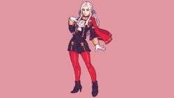  1girl absurdres buskhusker commentary edelgard_von_hresvelg english_commentary fire_emblem fire_emblem:_three_houses full_body garreg_mach_monastery_uniform gloves high_heels highres long_hair long_sleeves nintendo pantyhose pixel_art solo standing white_hair 
