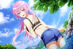 1girl bikini kawaii_dake_ja_nai_shikimori-san looking_at_viewer pink_hair shikimori_miyako shorts solo swimsuit tagme rating:Sensitive score:53 user:xliver1138