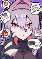  1boy 6+girls :3 ? anger_vein angry black_gloves blonde_hair blue_eyes brown_hair cheek_poking closed_eyes closed_mouth commentary confused crying doro_(nikke) dorothy_(nikke) facing_viewer fingerless_gloves frown gloves goddess_(nikke) goddess_of_victory:_nikke goggles goggles_on_head green_hat grey_hair hair_between_eyes hair_intakes hat headpiece heart highres jin_(jjj) laughing liliweiss_(nikke) long_hair looking_at_viewer multiple_girls open_mouth orange_eyes pink_hair poking pout pov purple_eyes rapunzel_(nikke) rapunzel_(pure_grace)_(nikke) red_hair red_hood_(nikke) scarlet_(black_shadow)_(nikke) scarlet_(nikke) short_hair sigh smile snow_white_(innocent_days)_(nikke) snow_white_(nikke) spoken_anger_vein sunglasses sweatdrop symbol-only_commentary the_legendary_commander_(nikke) turtleneck white_hair  rating:General score:20 user:danbooru