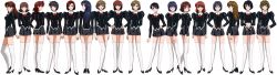 1990s_(style) 6+girls agent_aika ai_(agent_aika) aika_(series) ass ayumi_(agent_aika) black_delmo black_delmo_k brown_hair delmo dress eri_(agent_aika) female_focus high_heels highres kana_(agent_aika) lineup misaki_(agent_aika) multiple_girls naomi_(agent_aika) panties pantyshot retro_artstyle rika_(agent_aika) sae_(agent_aika) short_dress skin_tight thighhighs underwear white_panties yuki_(agent_aika) rating:Sensitive score:18 user:delmogeny