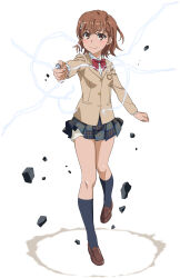  1girl absurdres bow bowtie brown_hair game_cg highres misaka_mikoto official_art school_uniform shachibato shachou_batoru_no_jikan_desu! short_hair simple_background solo tachi-e toaru_majutsu_no_index white_background  rating:General score:14 user:toukousenyou