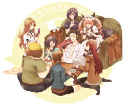  3boys 5girls adam&#039;s_apple akiha_rumiho amane_suzuha animal_ears arm_belt barefoot beard_stubble belt belt_buckle bike_shorts black_belt black_hair black_pants black_pantyhose black_ribbon black_sash black_shirt black_tank_top black_trim blonde_hair blue_jacket blush bob_cut braid breast_pocket breasts brown_hair brown_pants brown_shirt buckle buttons cellphone closed_eyes coat collar collarbone collared_shirt dr_pepper dress eating everyone facial_hair fat fat_man flip_phone food frilled_collar frills from_behind glasses green_shirt hair_between_eyes hair_ornament hair_over_shoulder happy hashida_itaru high_collar highres holding holding_phone jacket jacket_partially_removed jitome kiryuu_moeka koike_(coikekke) lab_coat lapels leather_belt leather_shorts long_hair long_sleeves makise_kurisu mayqueen_maid_uniform medium_breasts messy_hair miniskirt multiple_boys multiple_girls notched_lapels okabe_rintarou open_mouth orange_trim pants pantyhose pantyhose_under_shorts paw_pose phone pink_eyes pink_hair pocket puffy_short_sleeves puffy_sleeves purple_eyes red_belt ribbon sash shiina_mayuri shirt short_hair short_sleeves shorts sitting skirt skull_hair_ornament sleeve_slit smile steins;gate stubble t-shirt tank_top tea track_jacket twin_braids urushibara_luka waist_sash wariza white_coat white_shirt 