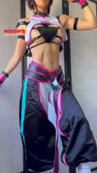  abs animated asian ass bad_tag breasts cosplay juri_han nipples peachyazngirly real_life small_breasts street_fighter tagme video 