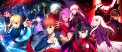  6+boys 6+girls archer_(fate) artoria_pendragon_(fate) bandaged_arm bandages book corruption cu_chulainn_(fate) cu_chulainn_(fate/stay_night) dark_sakura emiya_shirou endou_kaori everyone excalibur_(fate/stay_night) fate/grand_order fate/stay_night fate_(series) fighting_stance gae_bolg_(fate) gilgamesh_(fate) gilgamesh_(immoral_biker_jacket)_(fate) great_grail hassan_of_the_cursed_arm_(fate) heaven&#039;s_feel heracles_(fate) highres holding holding_book holding_polearm holding_sword holding_weapon homurabara_academy_school_uniform illyasviel_von_einzbern kotomine_kirei kuzuki_souichirou matou_sakura matou_shinji matou_zouken medea_(caster)_(fate) medea_(fate) medusa_(fate) medusa_(rider)_(fate) multiple_boys multiple_girls official_art open_book polearm saber_(fate) sasaki_kojirou_(fate) school_uniform shroud_of_martin siblings sisters spear standing stitched sword third-party_edit tohsaka_rin weapon zabaniya_(fate) 
